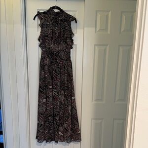 ANTONIO MELANI Black and Brown Paisley Maxi Dress